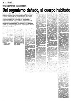 Del organismo dañado, al cuerpo habitado en la experiencia milonguera